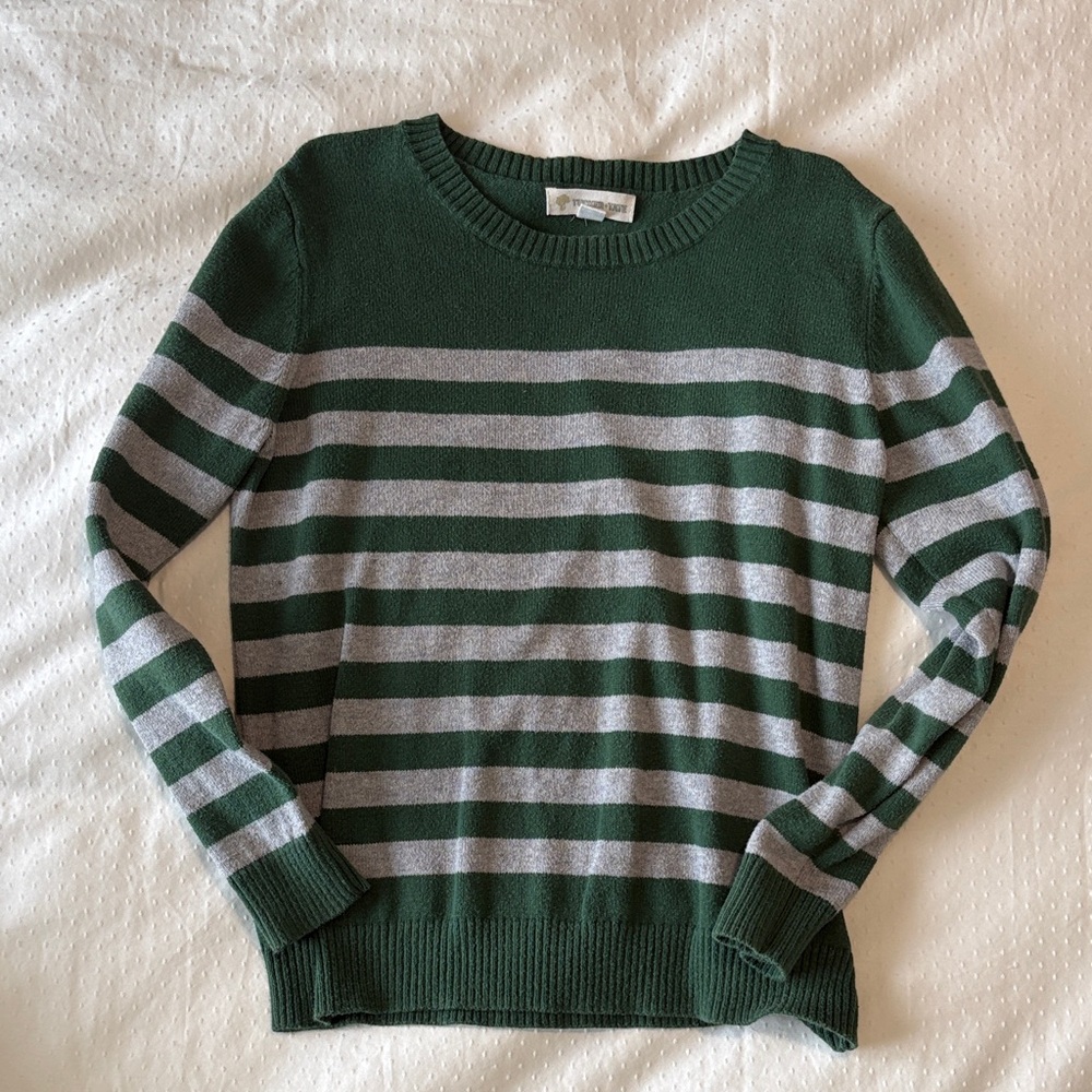 Tucker + Tate Cotton & Cashmere Green & Grey Stripe Sweater Boys Size 6
